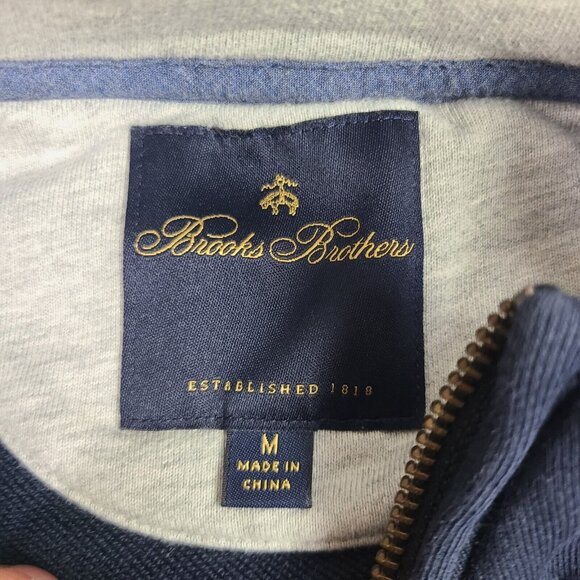 Brooks Brother Men's Sweater Navy Blue Size Sz Med Pullover  1/4 Zip Long Sleeve - Picture 4 of 10